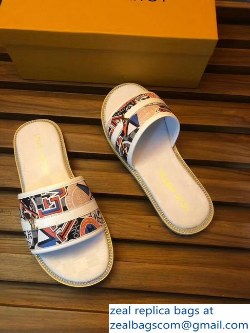 louis vuitton stickers men's slides white - Click Image to Close