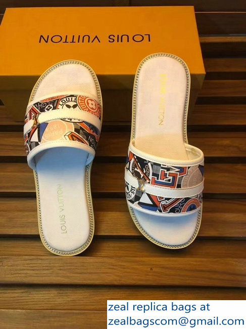 louis vuitton stickers men's slides white