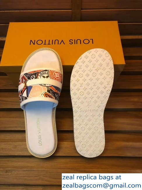 louis vuitton stickers men's slides white