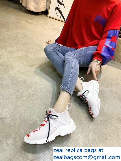 prada knit sneakers white with intarsia logo