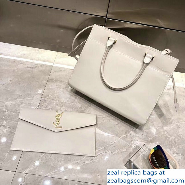 saint laurent up town medium tote bag white