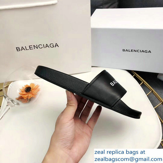 Balenciaga Slides Sandals Logo Black