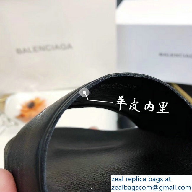 Balenciaga Slides Sandals Logo Black - Click Image to Close