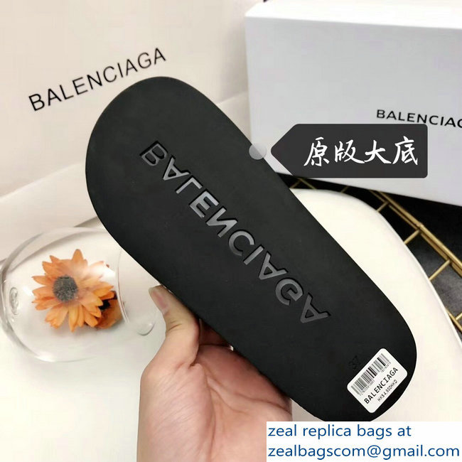 Balenciaga Slides Sandals Logo Paris Black