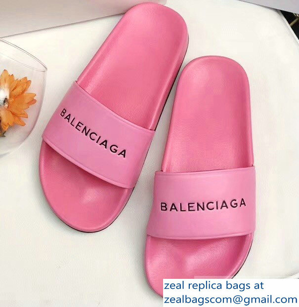 Balenciaga Slides Sandals Logo Pink