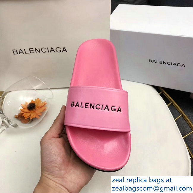 Balenciaga Slides Sandals Logo Pink