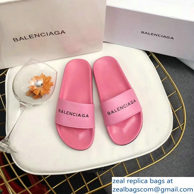 Balenciaga Slides Sandals Logo Pink
