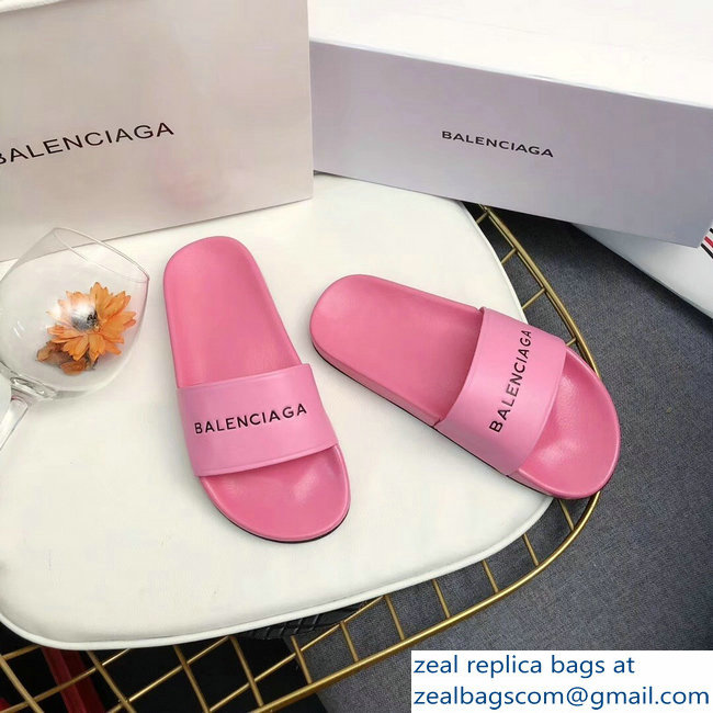 Balenciaga Slides Sandals Logo Pink