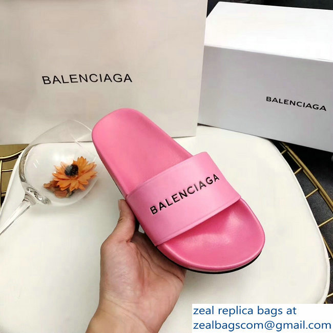 Balenciaga Slides Sandals Logo Pink