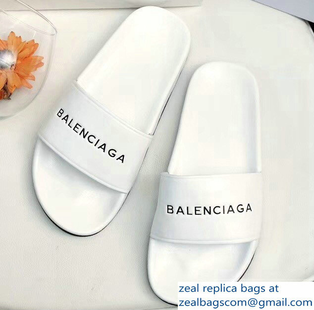 Balenciaga Slides Sandals Logo White