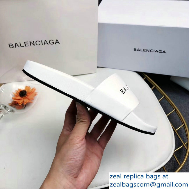 Balenciaga Slides Sandals Logo White - Click Image to Close