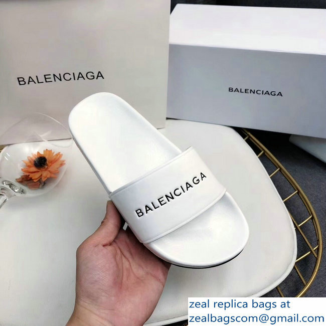 Balenciaga Slides Sandals Logo White