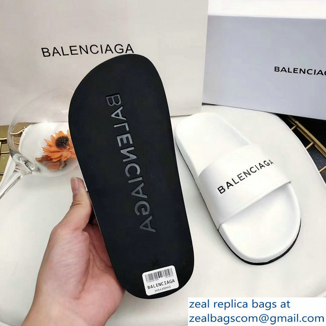 Balenciaga Slides Sandals Logo White