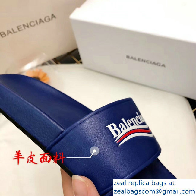 Balenciaga Slides Sandals Political Campain Logo Blue