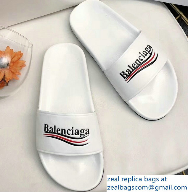 Balenciaga Slides Sandals Political Campain Logo White