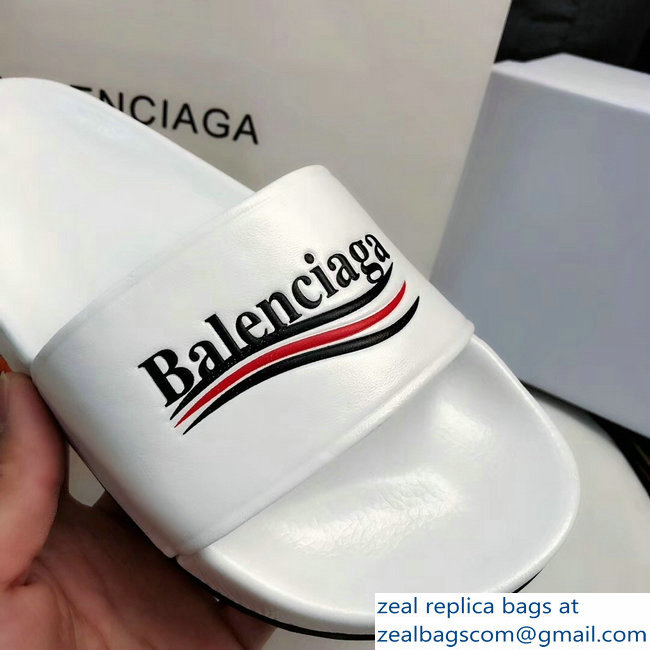 Balenciaga Slides Sandals Political Campain Logo White - Click Image to Close