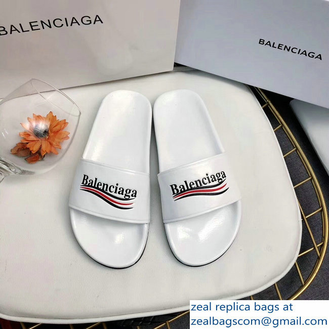 Balenciaga Slides Sandals Political Campain Logo White - Click Image to Close