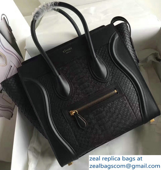 Celine Python Luggage Micro Bag Black - Click Image to Close