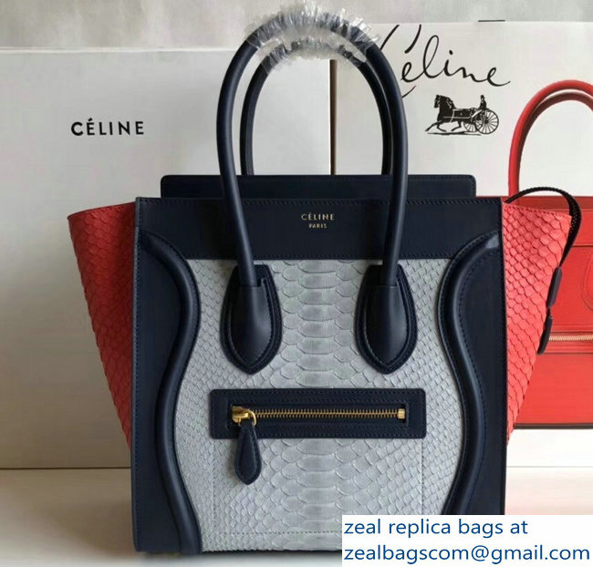 Celine Python Luggage Micro Bag Navy Blue