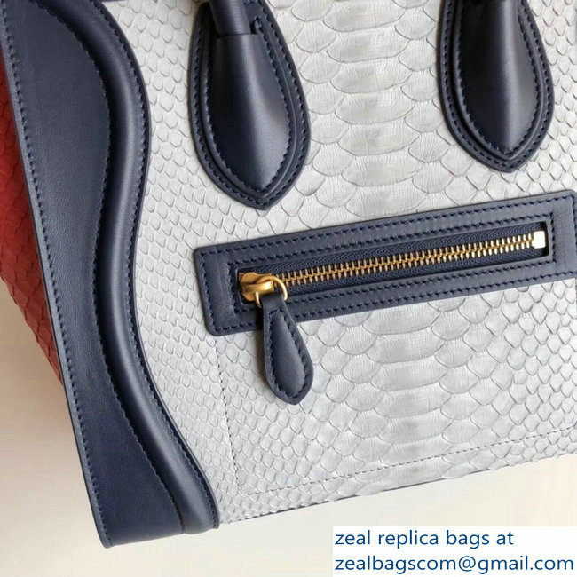 Celine Python Luggage Micro Bag Navy Blue