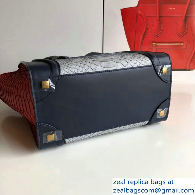 Celine Python Luggage Micro Bag Navy Blue