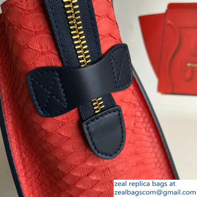 Celine Python Luggage Micro Bag Navy Blue