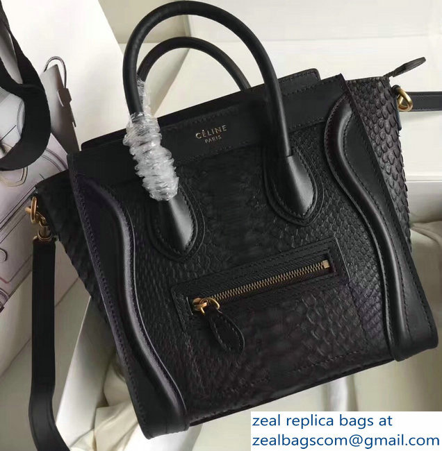 Celine Python Luggage Nano Bag Black