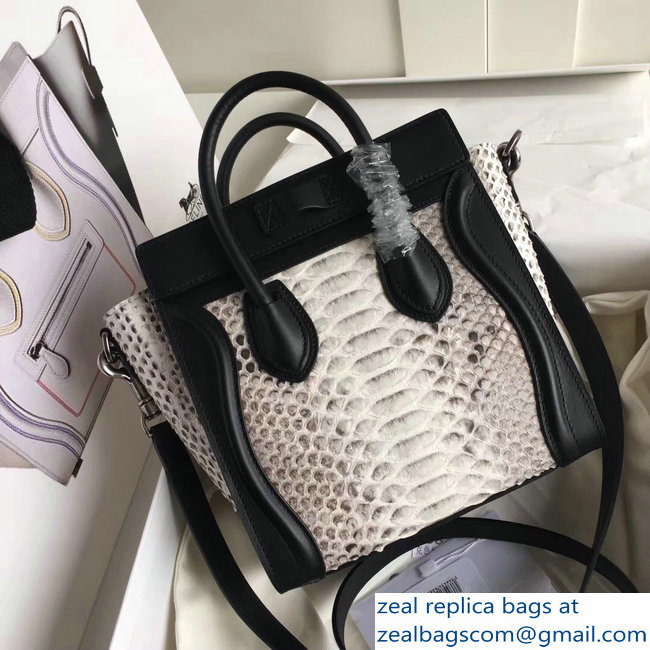 Celine Python Luggage Nano Bag Gray