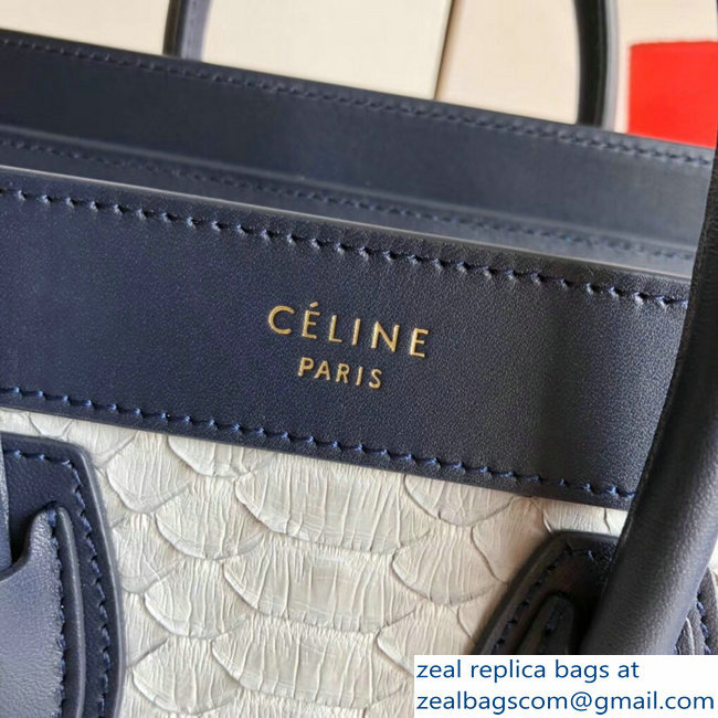 Celine Python Luggage Nano Bag Navy Blue