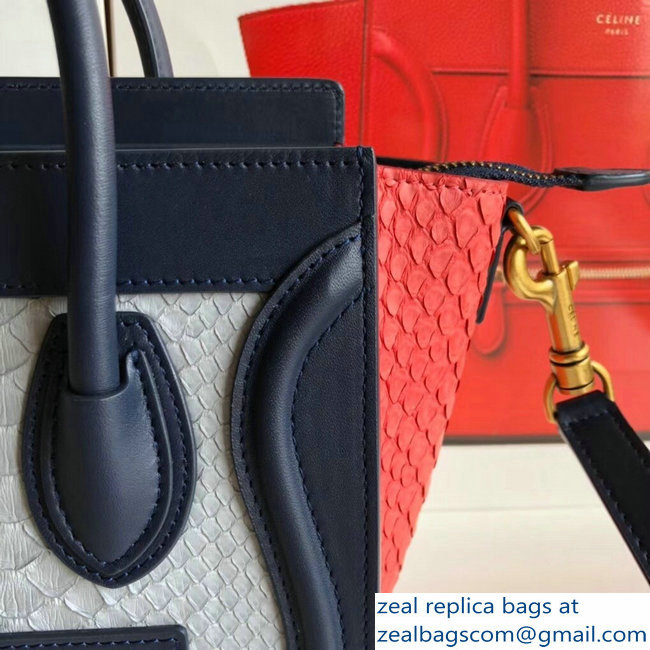 Celine Python Luggage Nano Bag Navy Blue - Click Image to Close