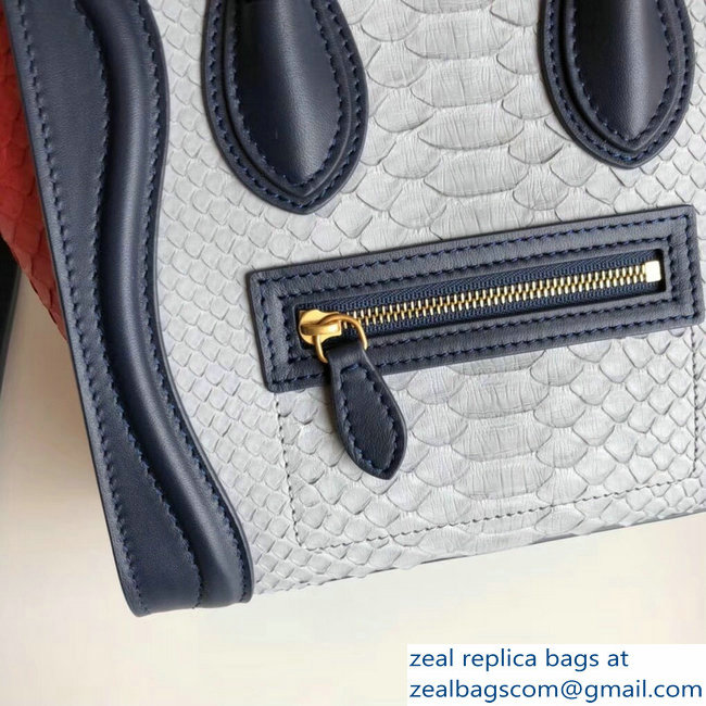 Celine Python Luggage Nano Bag Navy Blue