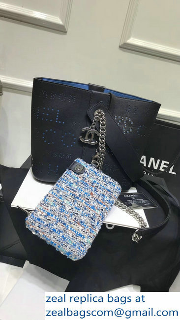 Chanel Calfskin Eyelet Drawstring Bucket Bag AS0304 Black 2019