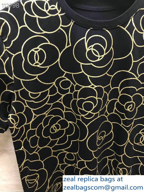 Chanel Camellia T-shirt Black 2019
