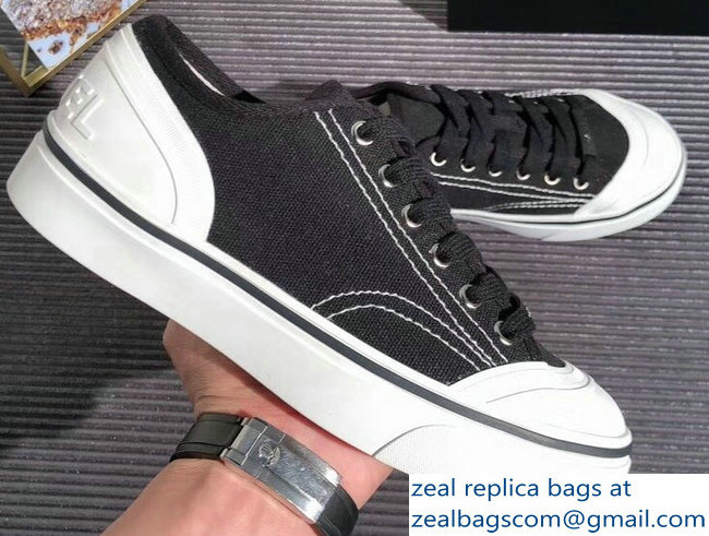 Chanel Logo Sneakers G34760 Fabric Black 2019