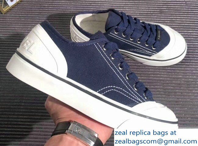 Chanel Logo Sneakers G34760 Fabric Dark Blue 2019 - Click Image to Close