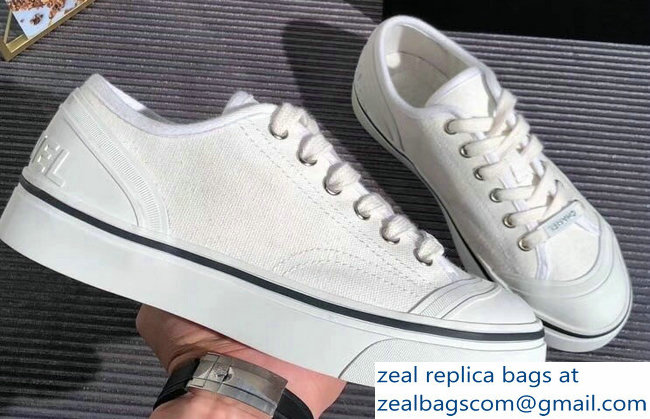 Chanel Logo Sneakers G34760 Fabric White 2019