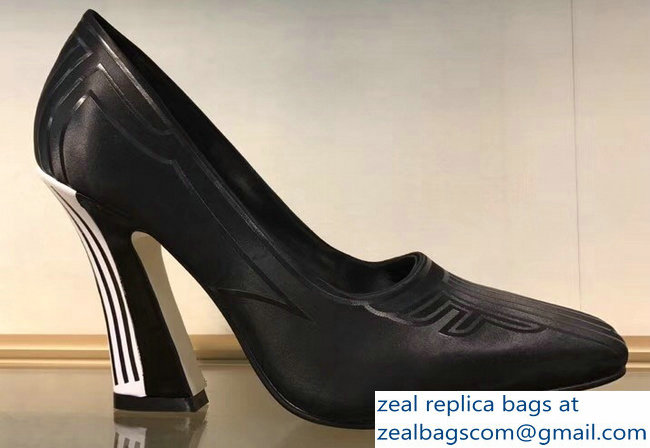 Fendi Heel 9.5cm FFreedom Square-toed Pumps Black 2019 - Click Image to Close