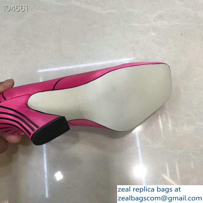 Fendi Heel 9.5cm FFreedom Square-toed Pumps Fuchsia 2019 - Click Image to Close