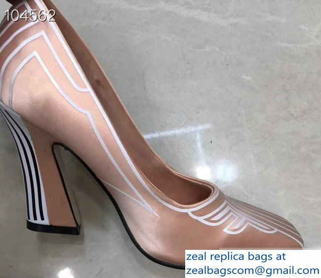 Fendi Heel 9.5cm FFreedom Square-toed Pumps Pink 2019 - Click Image to Close