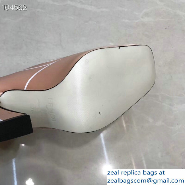 Fendi Heel 9.5cm FFreedom Square-toed Pumps Pink 2019 - Click Image to Close