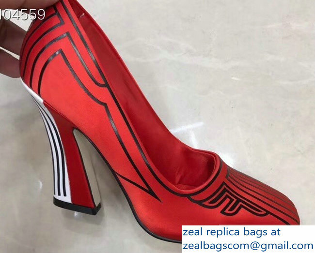 Fendi Heel 9.5cm FFreedom Square-toed Pumps Red 2019 - Click Image to Close