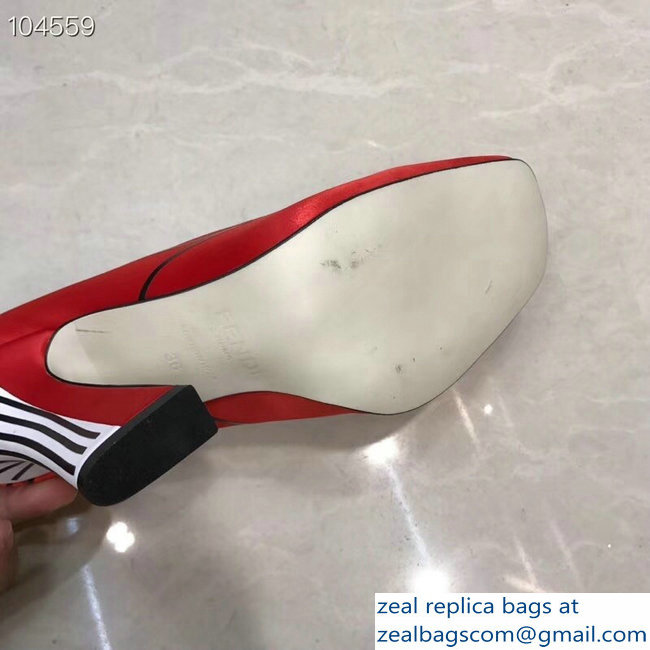 Fendi Heel 9.5cm FFreedom Square-toed Pumps Red 2019 - Click Image to Close