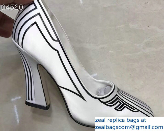 Fendi Heel 9.5cm FFreedom Square-toed Pumps White 2019