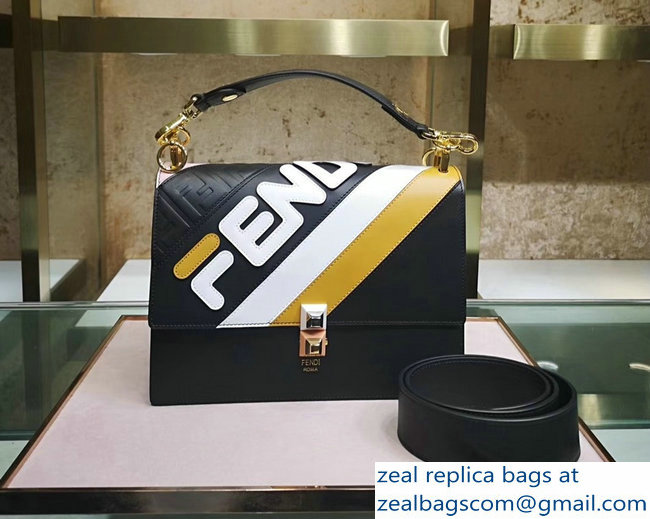 Fendi Kan I Mania Flap Top Handle Bag black/pink 2018