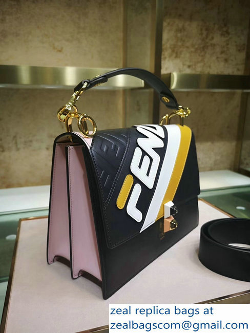 Fendi Kan I Mania Flap Top Handle Bag black/pink 2018