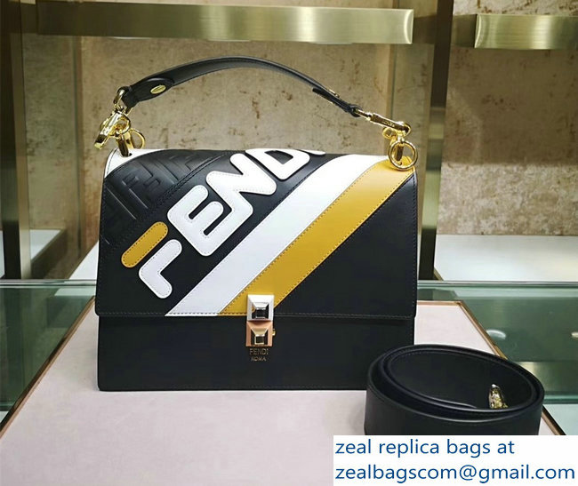 Fendi Kan I Mania Flap Top Handle Bag black/white 2018 - Click Image to Close