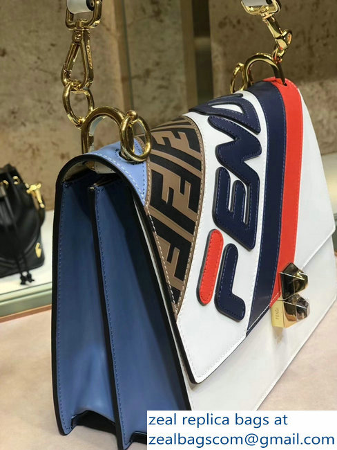 Fendi Kan I Mania Flap Top Handle Bag white/blue 2018 - Click Image to Close