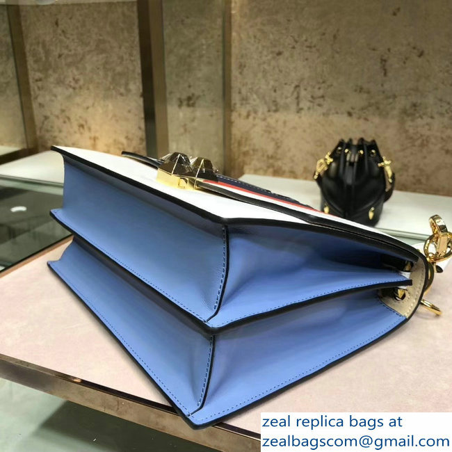 Fendi Kan I Mania Flap Top Handle Bag white/blue 2018