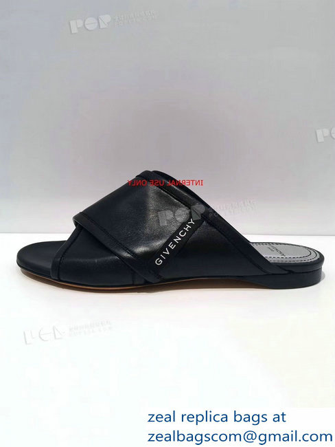 Givenchy Crossover Logo Flat Sandals Black 2019