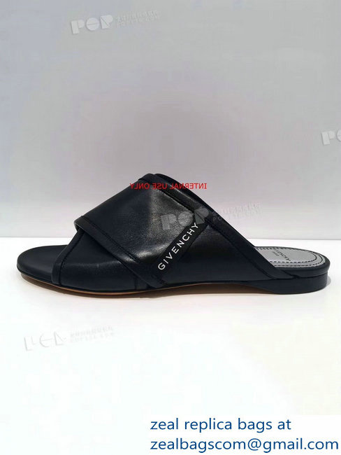 Givenchy Crossover Logo Flat Sandals Black 2019 - Click Image to Close